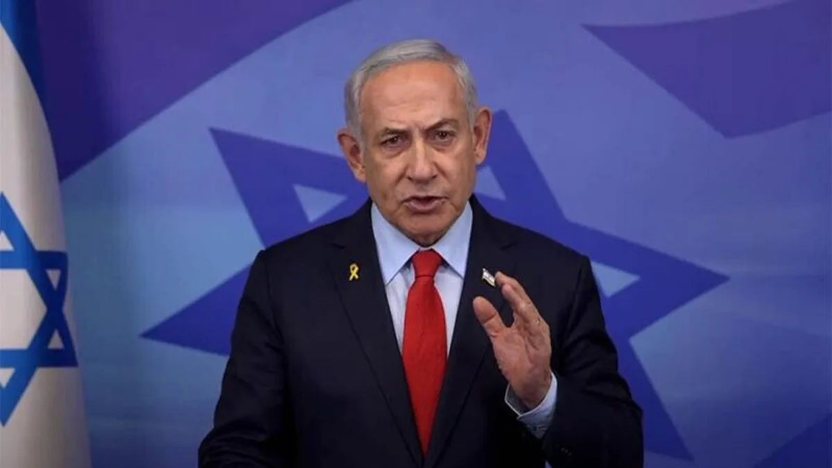 İsrail Başbakanı Binyamin Netanyahu seçim öncesi konuşma yaparken