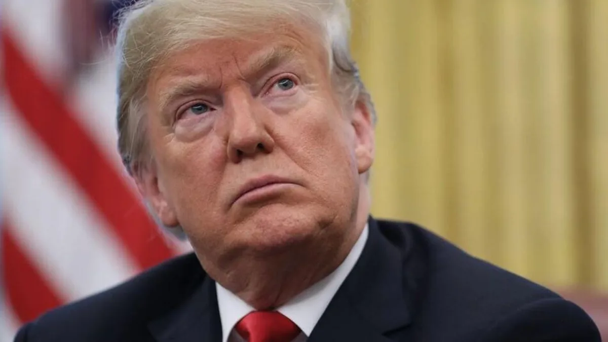 ABD Başkanı Donald Trump basın toplantısında konuşurken