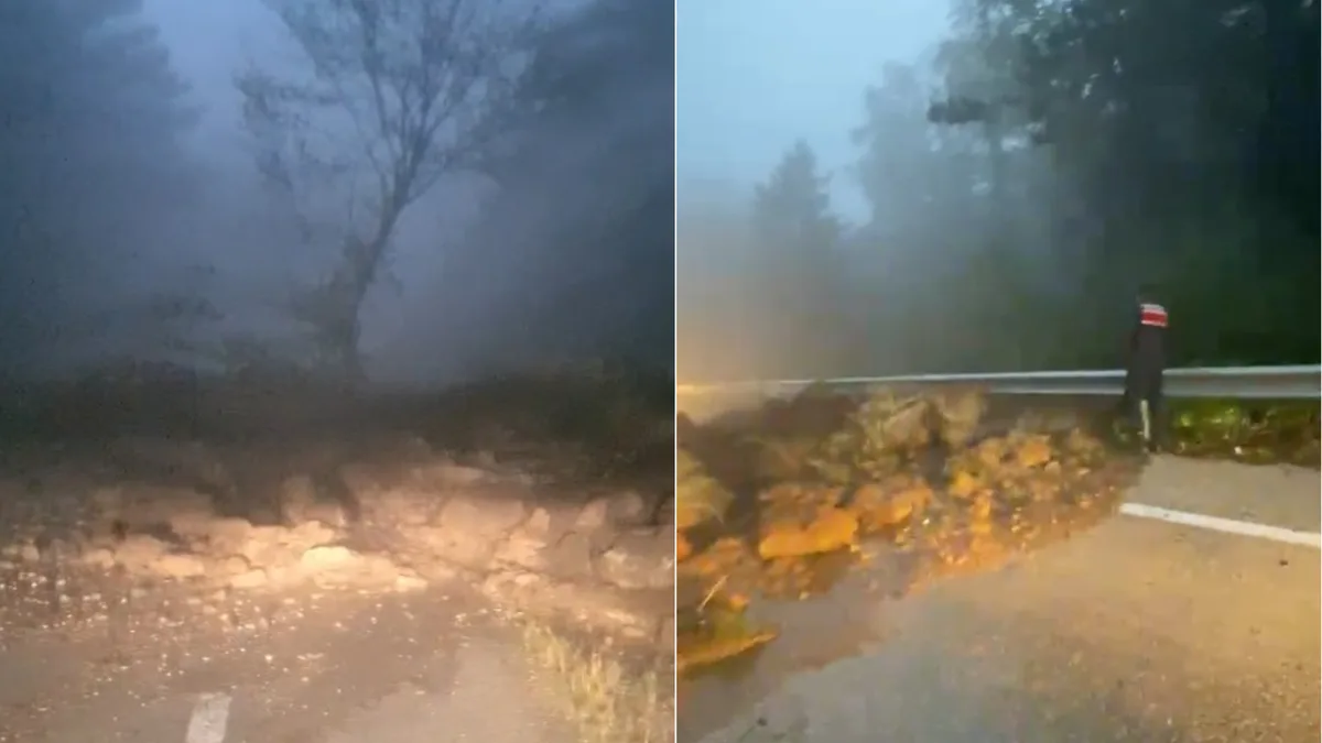 Uludağ yolunda heyelan: Yol yeniden açıldı